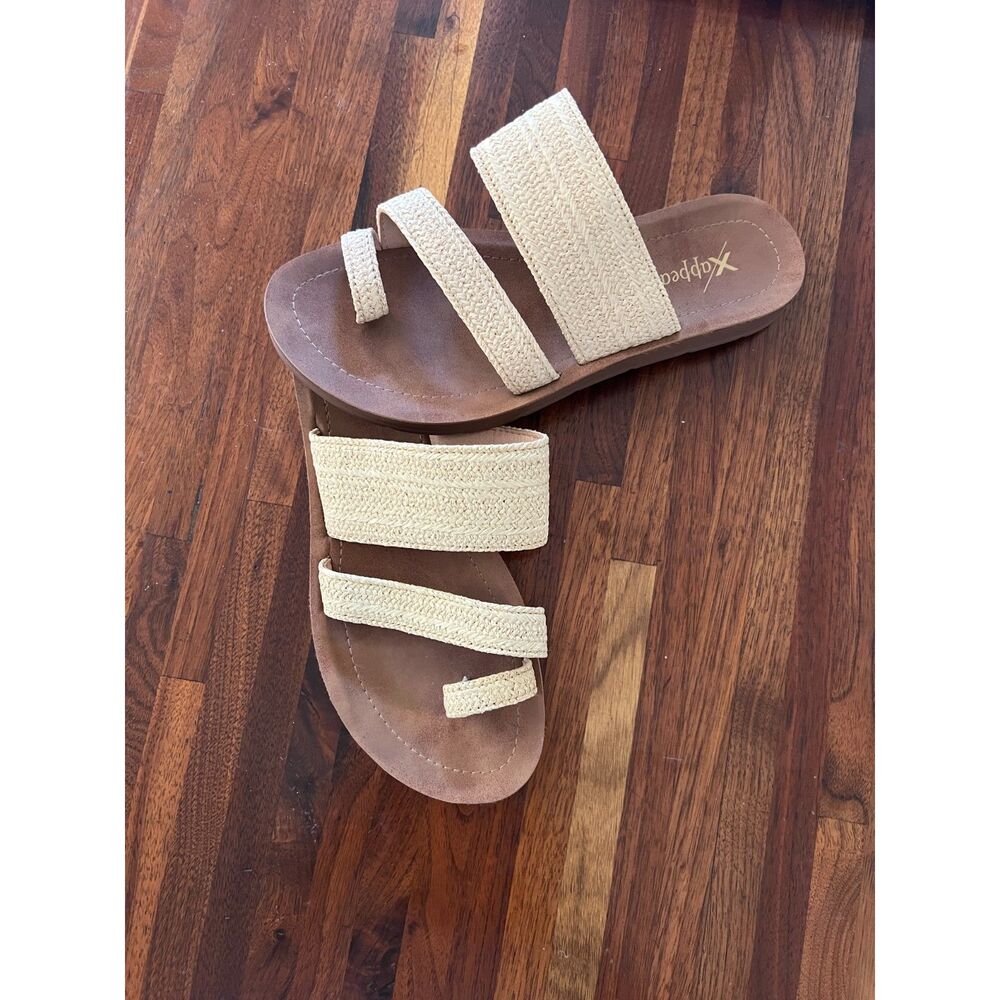 Xappeal Chantel Natural Weave Slide On Womens Sandals Size 6